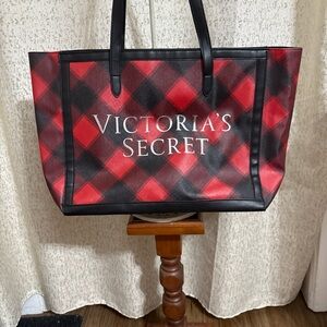 Victoria's Secret Red and Black Plaid Tote